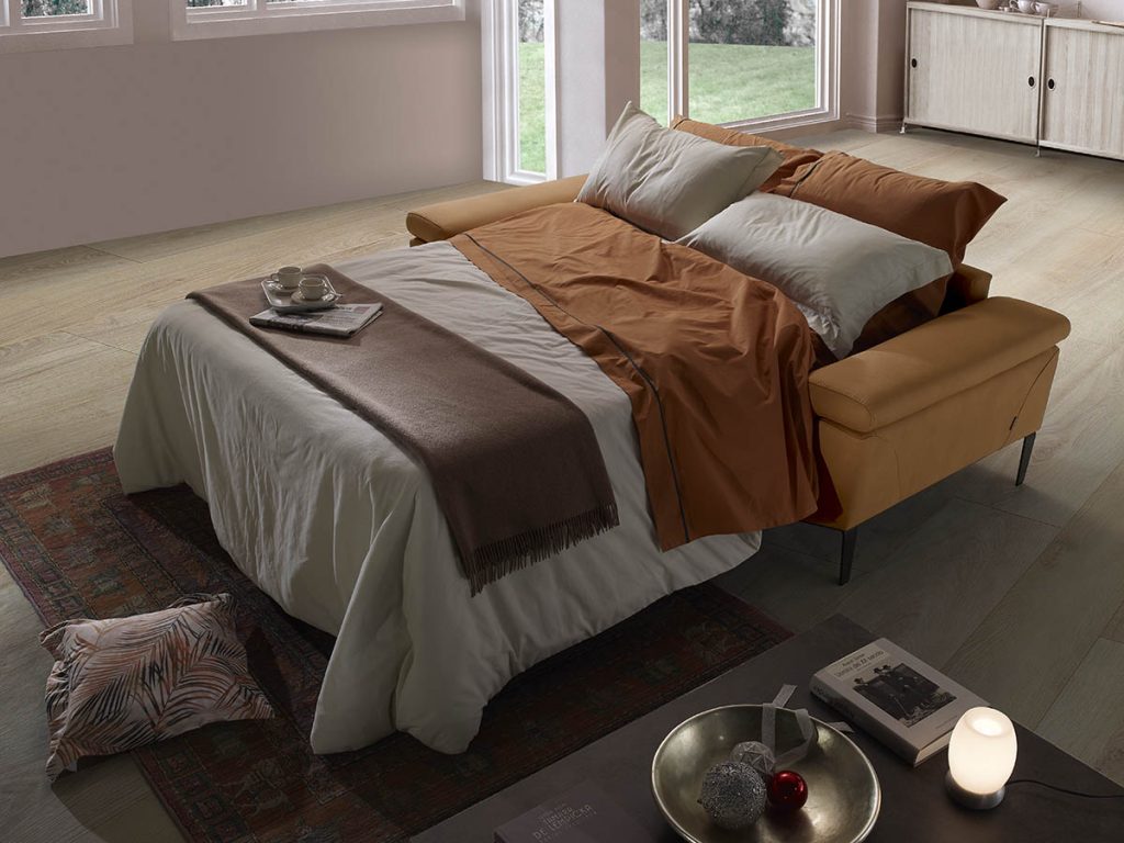 Divano 3 posti letto colore Caramello