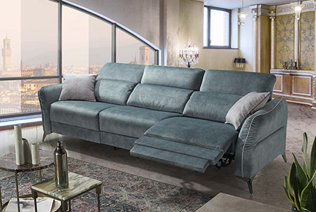 Divano 4 posti maxi con 3 relax elettrici in tessuto