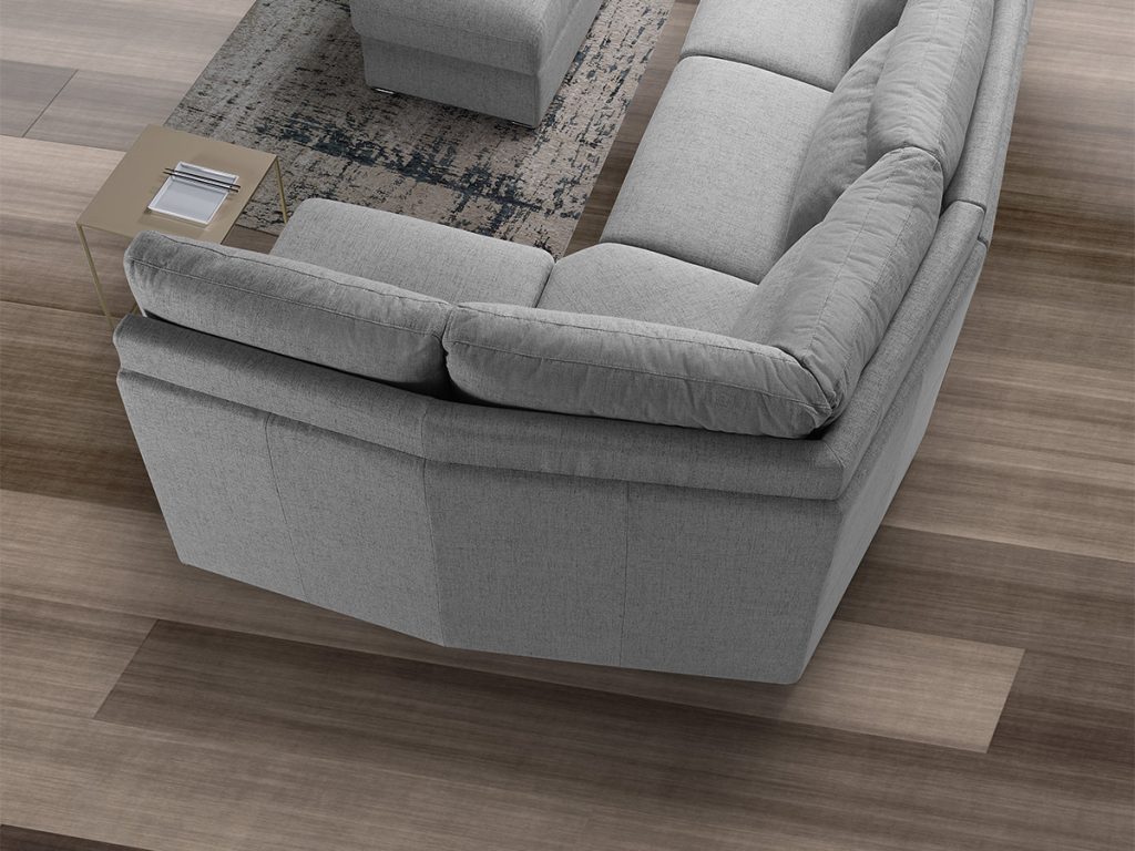adrian divano angolare grigio con pouf
