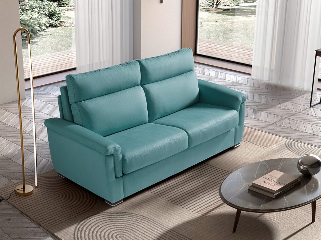 Adrian divano letto lineare azzurro