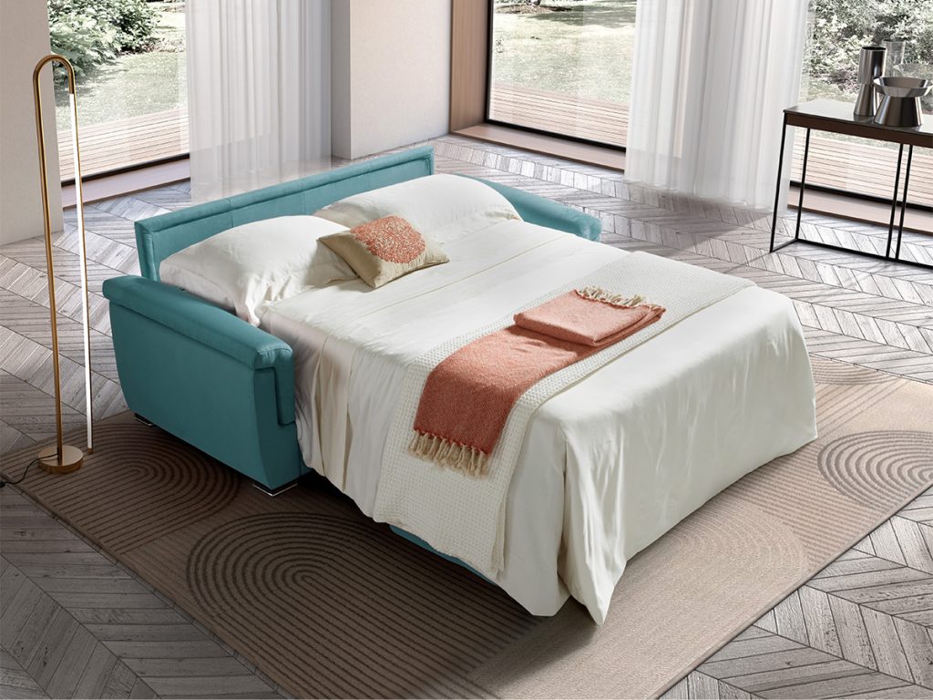 Adrian divano letto lineare azzurro