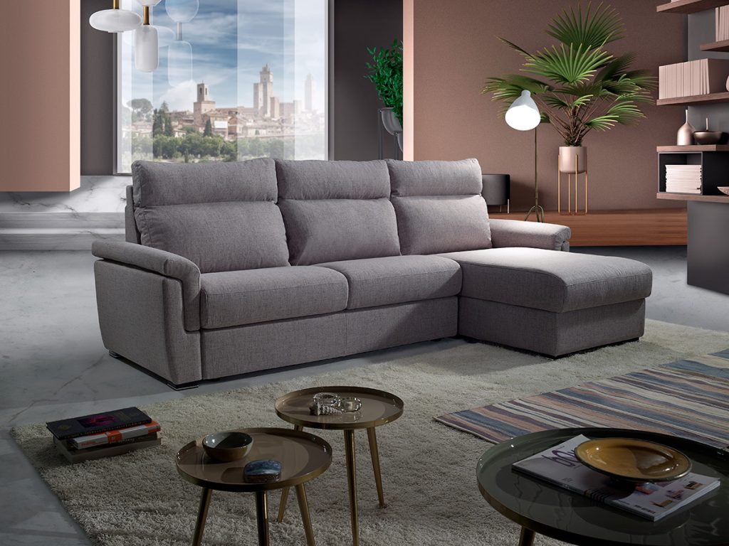 Adrian Divano con chaise longue grigio