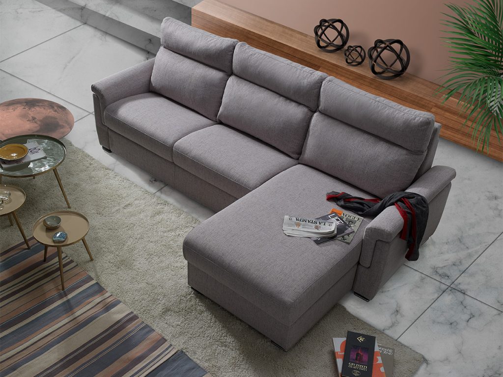 Adrian Divano con chaise longue grigio