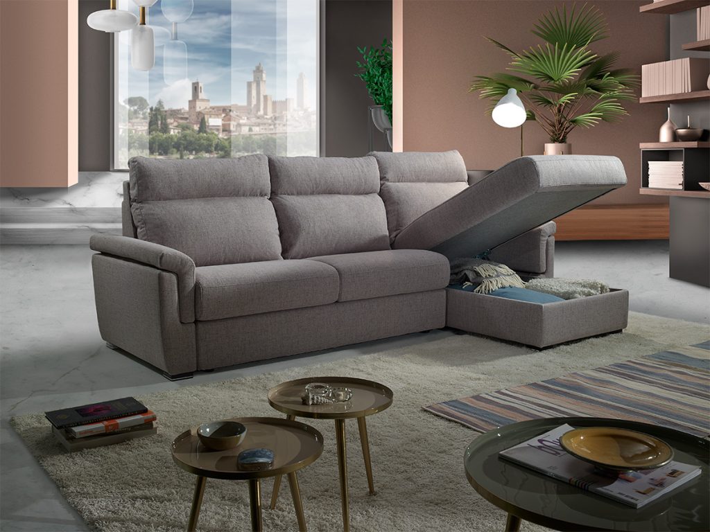 Adrian Divano con chaise longue grigio