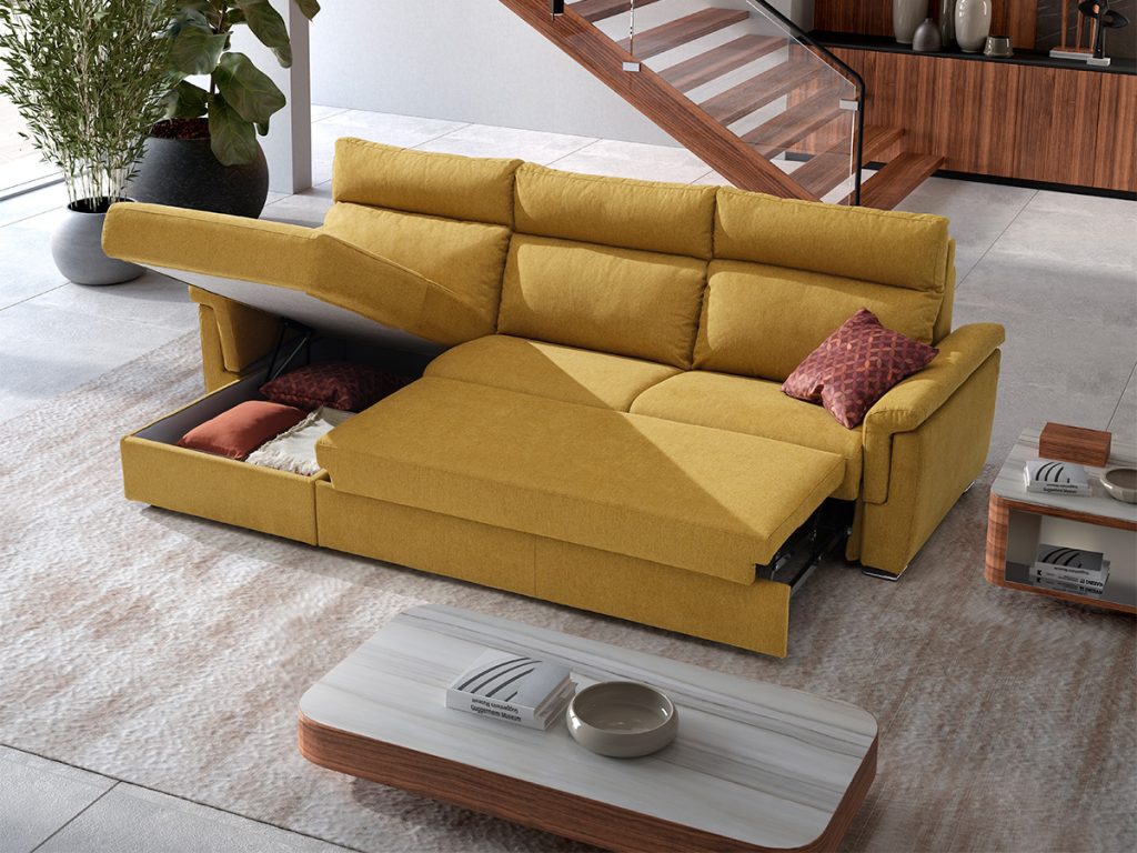 adrian divano letto delfino con chaise longue giallo