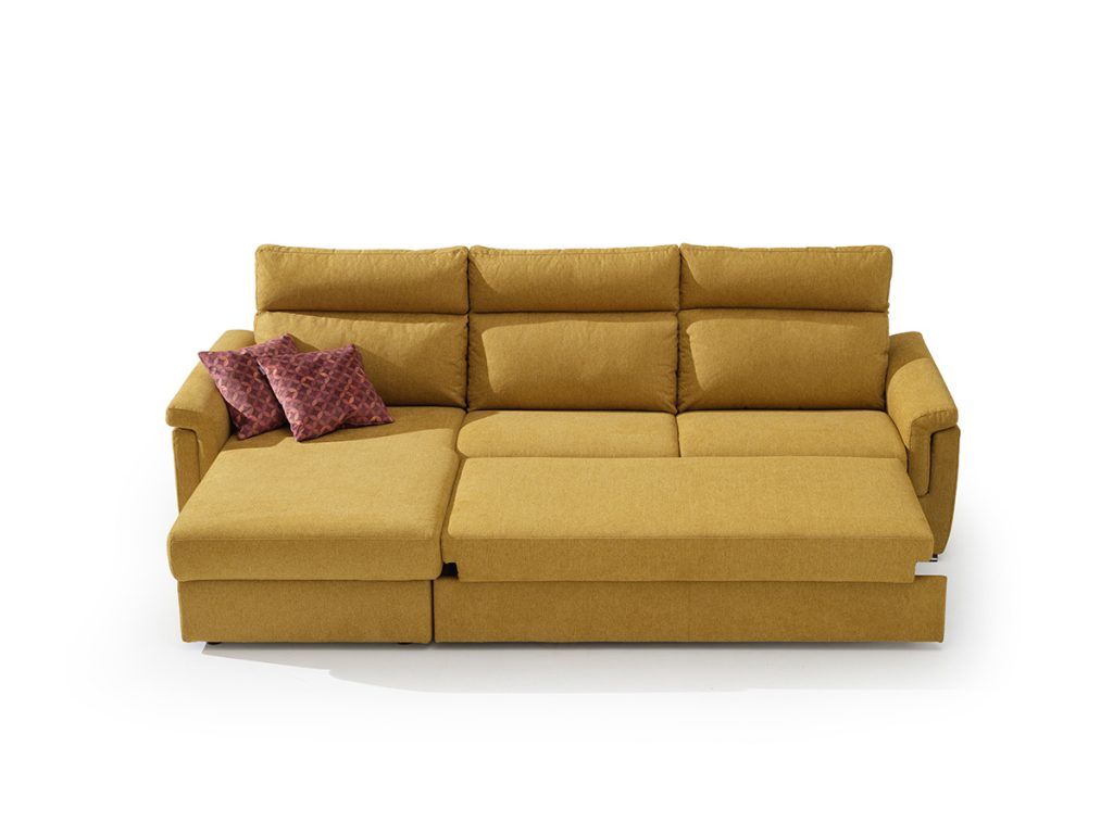 adrian divano con letto delfino e chaise longue giallo