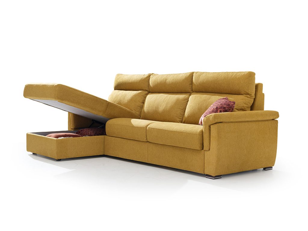 adrian divano con letto delfino e chaise longue giallo