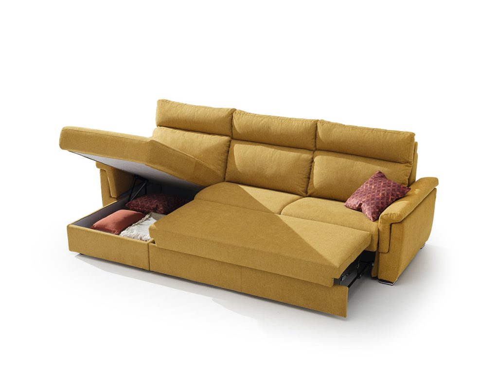 adrian divano con letto delfino e chaise longue giallo