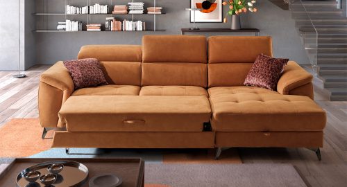 Baltimora Divano con chaise longue arancione