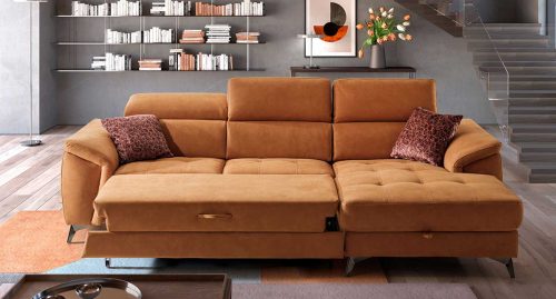 Baltimora Divano con chaise longue arancione