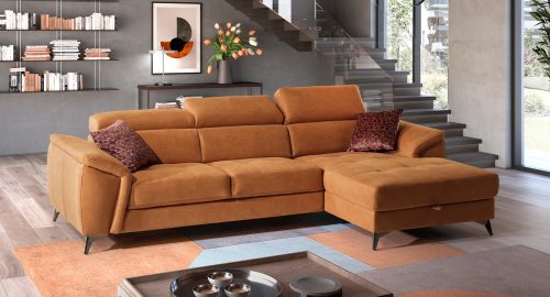Baltimora Divano con chaise longue arancione