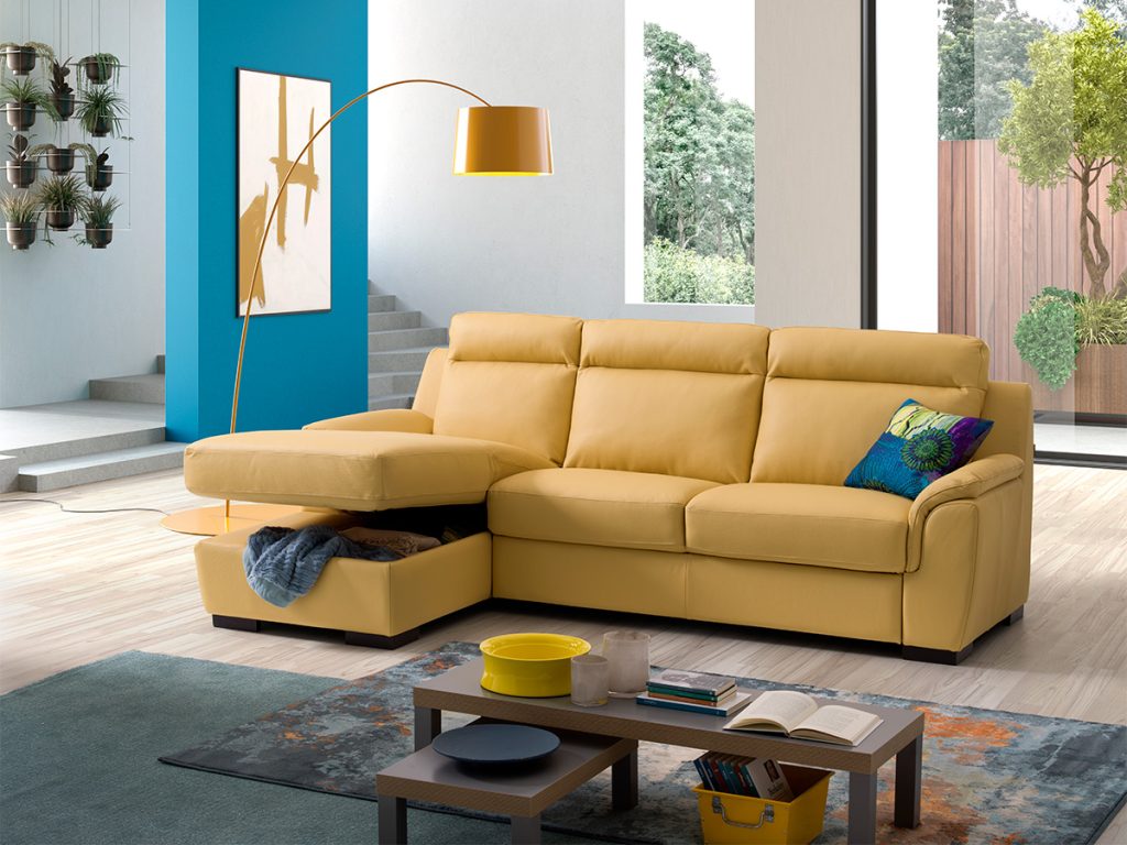 charlotte divano con chaise longue giallo