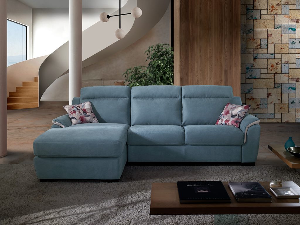 charlotte divano con chaise longue azzurro