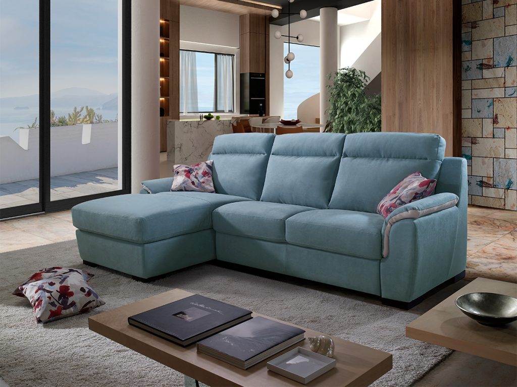 charlotte divano con chaise longue azzurro