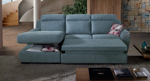 charlotte divano angolare con chaise longue azzurro