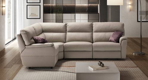 dallas divano angolare con relax elettrico in vera pelle tortora