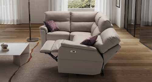 dallas divano angolare con relax elettrico in vera pelle tortora