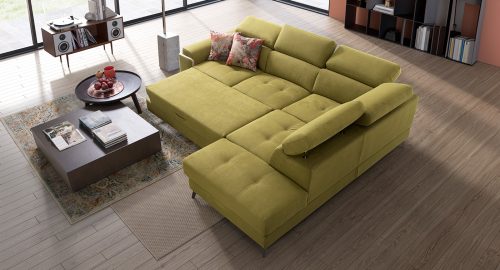 eden divano con chaise longue verde
