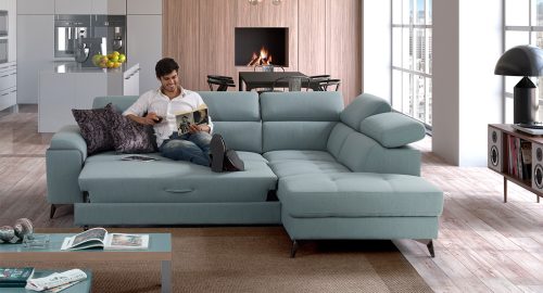 Eden divano angolare con letto delfino azzurro