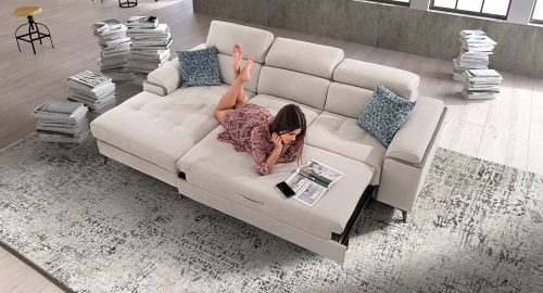 Eden divano angolare con chaise longue bianco