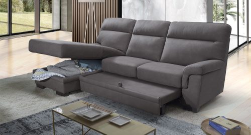 favola divano angolare con chaise longue e letto delfino grigio scuro