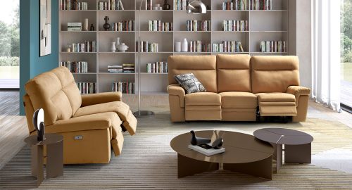 Divano 3 posti con 2 relax colore Senape
