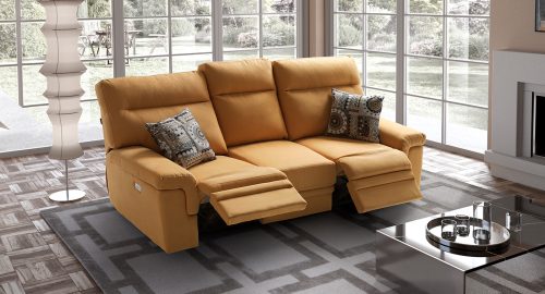 Divano 3 posti con 2 relax colore Senape
