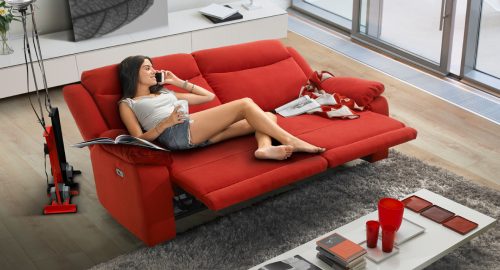 Divano 3 posti con 2 relax elettrici in microfibra antimacchia