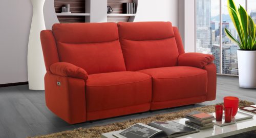 Divano 3 posti con 2 relax elettrici in microfibra antimacchia