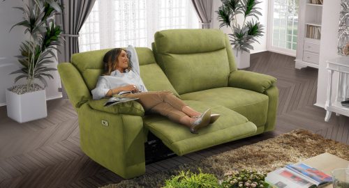 Divano 3 posti con 2 relax elettrici in microfibra antimacchia