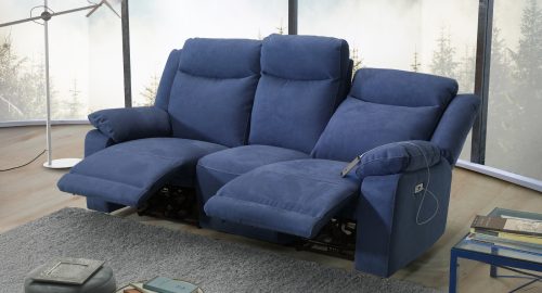 Divano 3 posti maxi con 2 relax elettrici in microfibra antimacchia