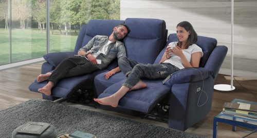 Divano 3 posti maxi con 2 relax elettrici in microfibra antimacchia