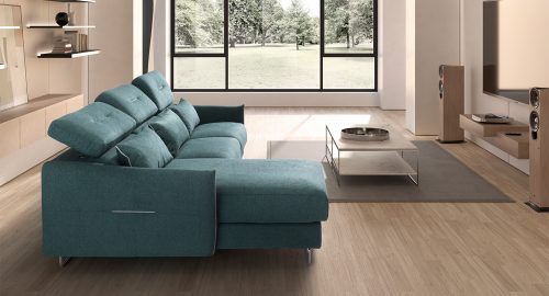 ginger divano letto angolare con chaise longue turchese