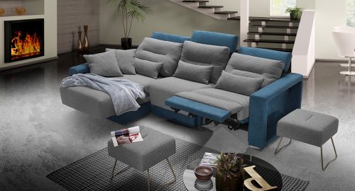 hawaii divanocon chaise longue blu grigio