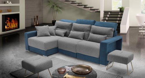 hawaii divano con chaise longue blu grigio
