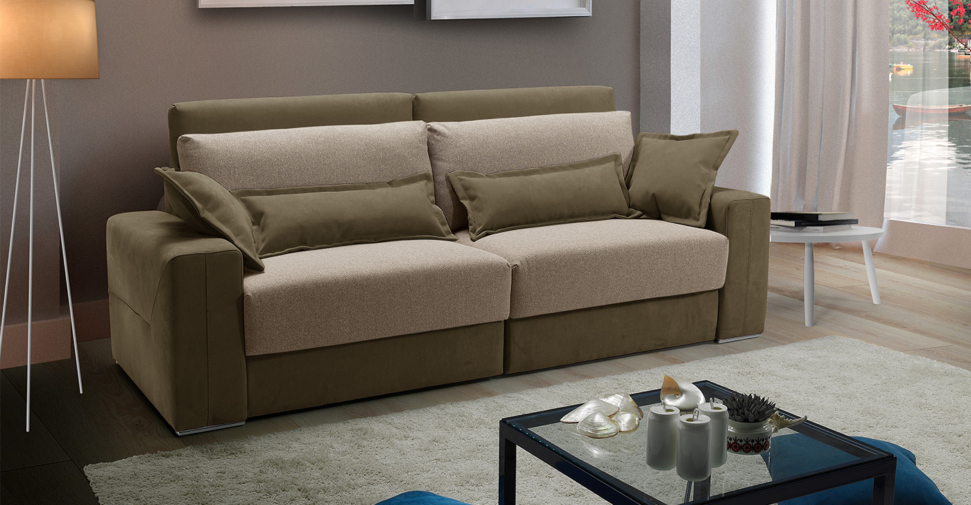 lanzarote divano lineare bicolore verde beige