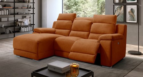 Levanzo divano con chaise longue e relax elettrico arancione