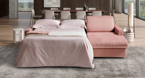 lipari divano letto con chaise longue rosa
