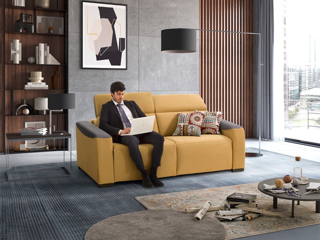 lisbona divano letto lineare giallo