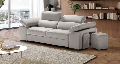 Milos divano lineare letto in tessuto antimacchia bianco