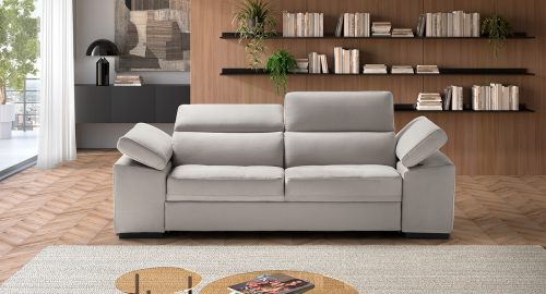 Milos divano lineare letto in tessuto antimacchia bianco