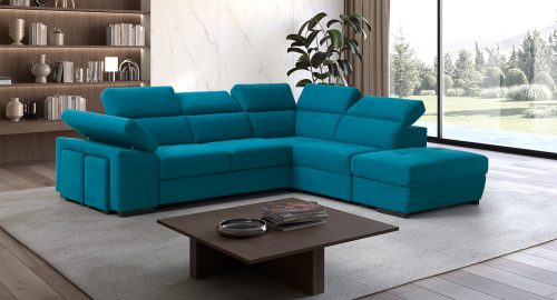 Milos Divano letto angolare con pouf contenitore petrolio