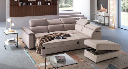 Milos divano angolare letto delfino e pouf