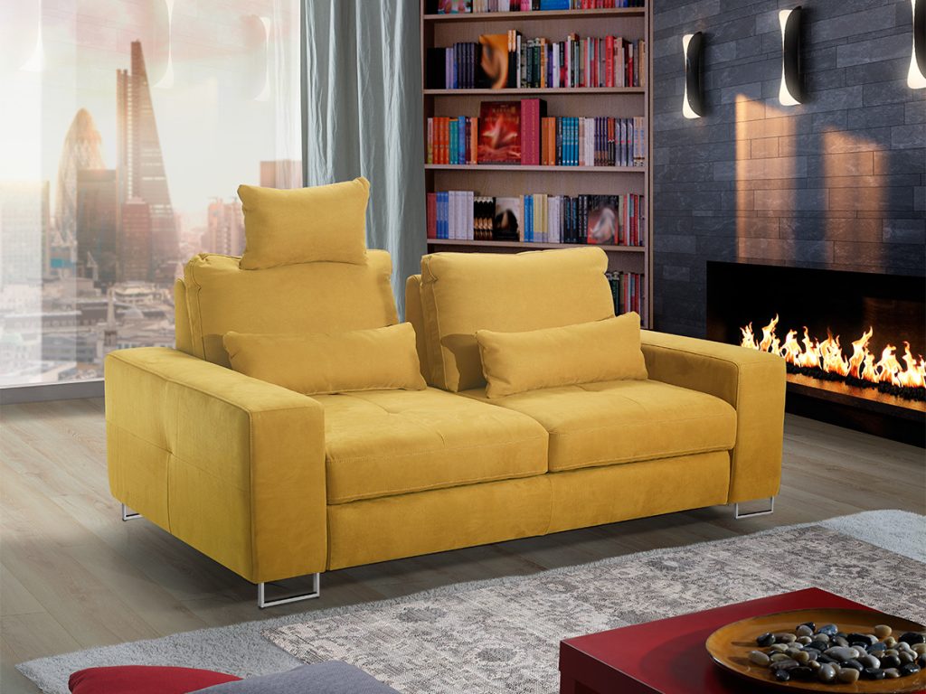 Mozia divano lineare letto delfino in tessuto antimacchia giallo