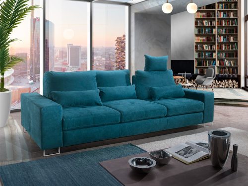 Mozia divano lineare letto delfino in tessuto antimacchia blu