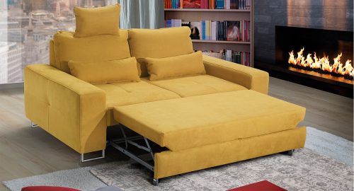 Mozia divano lineare letto delfino in tessuto antimacchia giallo