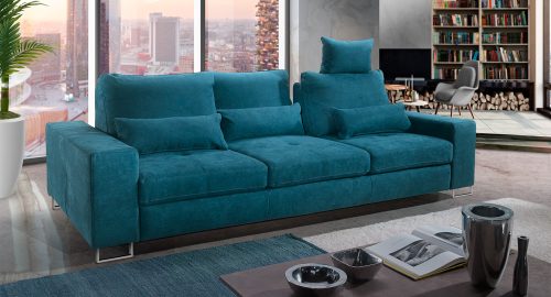 Mozia divano lineare letto delfino in tessuto antimacchia blu