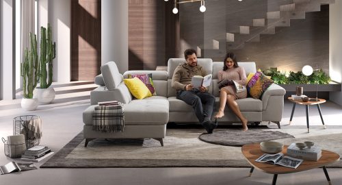 Sandy Divano angolare letto delfino e pouf contenitore bianco