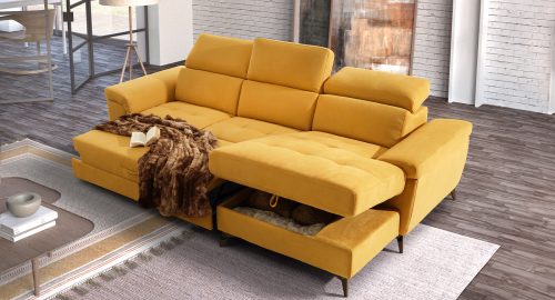 Sandy Divano letto delfino in tessuto giallo