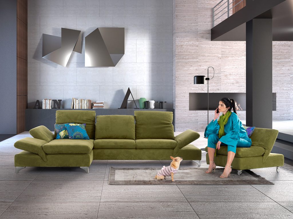taylor divano angolare con chaise longue verde